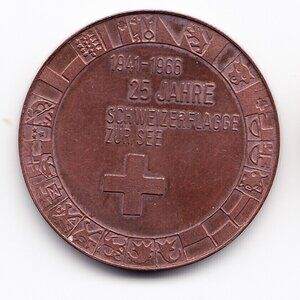 1966 Switzerland 25 Jahre Schweizerflagge Zur See Commemorative Medal (b88)